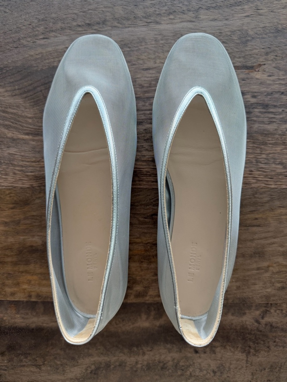 Le Monde Beryl Luna Silver Mesh Ballet Flat 38